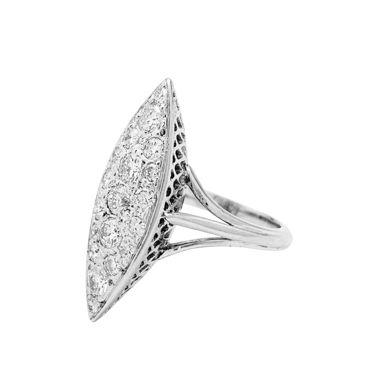 Bague marquise en or blanc et diamants - Castafiore