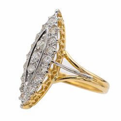 Bague Marquise en or jaune et diamants - Castafiore
