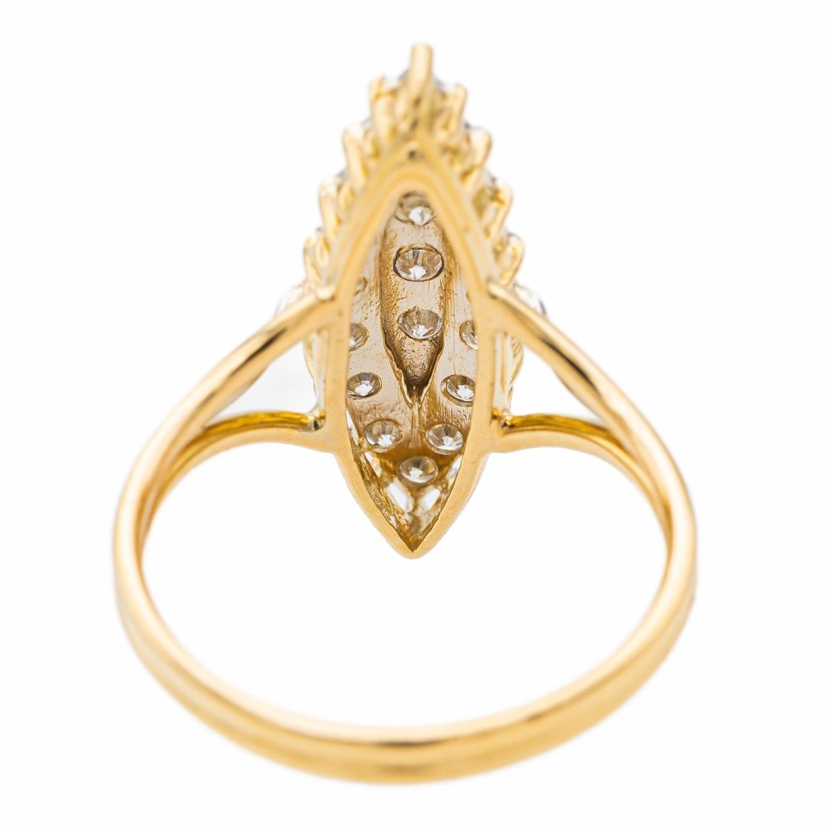 Bague Marquise en or jaune et diamants - Castafiore