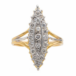 Bague Marquise en or jaune et diamants - Castafiore