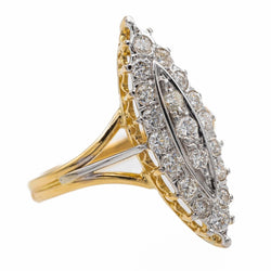 Bague Marquise en or jaune et diamants - Castafiore
