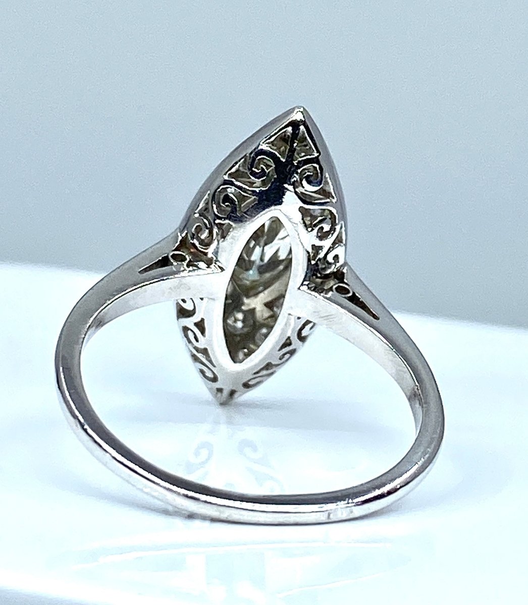 Bague marquise en platine et diamants, vers 1900 - Castafiore