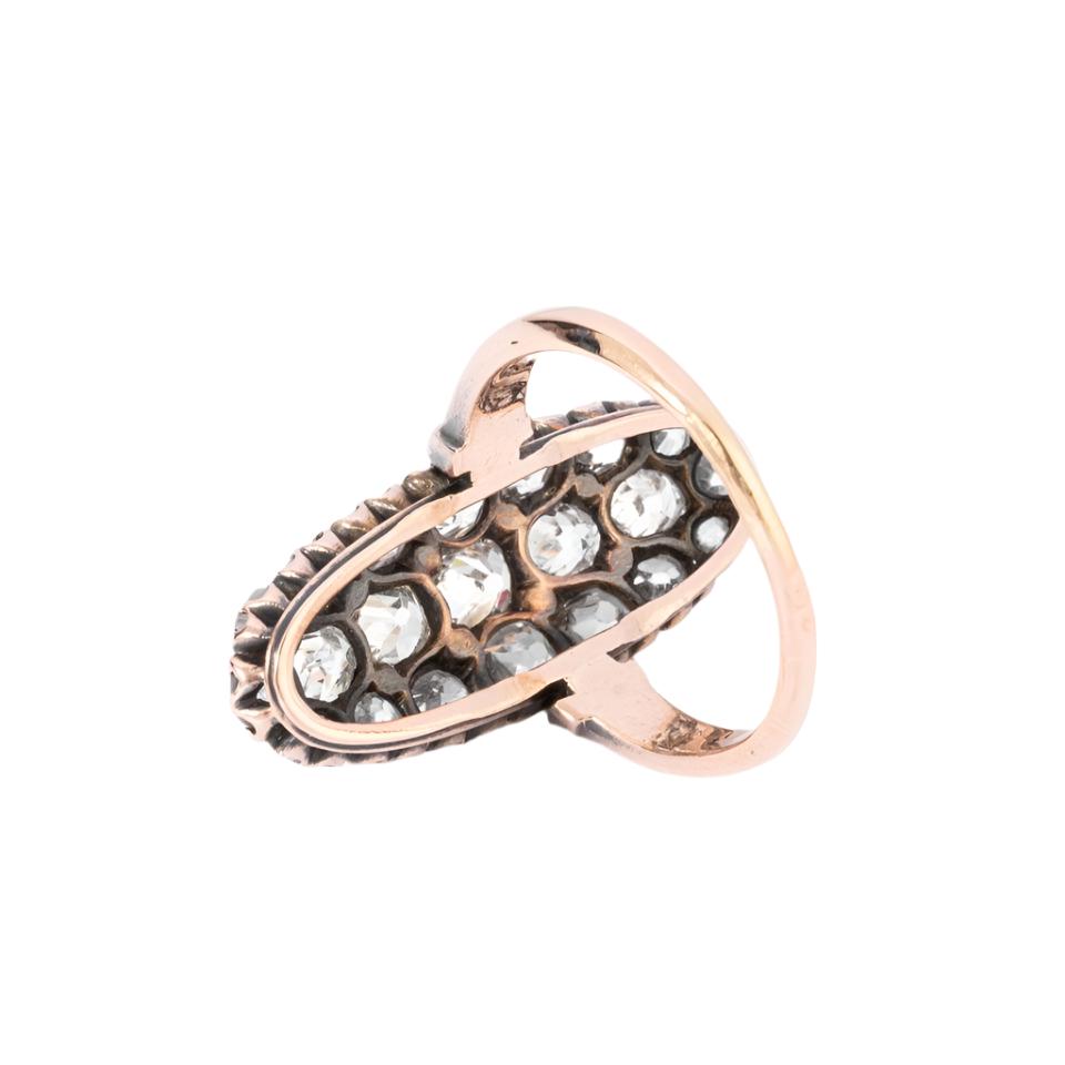 Bague marquise Napoléon III diamant taille ancienne - Castafiore