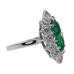 Bague Marquise Or blanc Emeraude - Castafiore