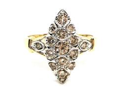 Bague Marquise Or jaune Diamant - Castafiore