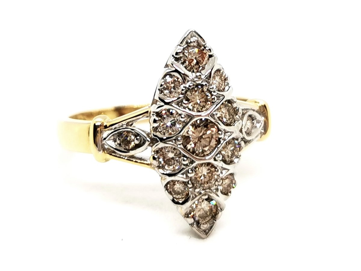 Bague Marquise Or jaune Diamant - Castafiore