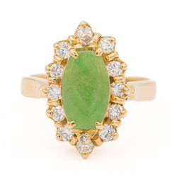 Bague Marquise Or jaune Jade Jadéite - Castafiore