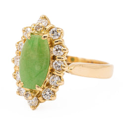 Bague Marquise Or jaune Jade Jadéite - Castafiore