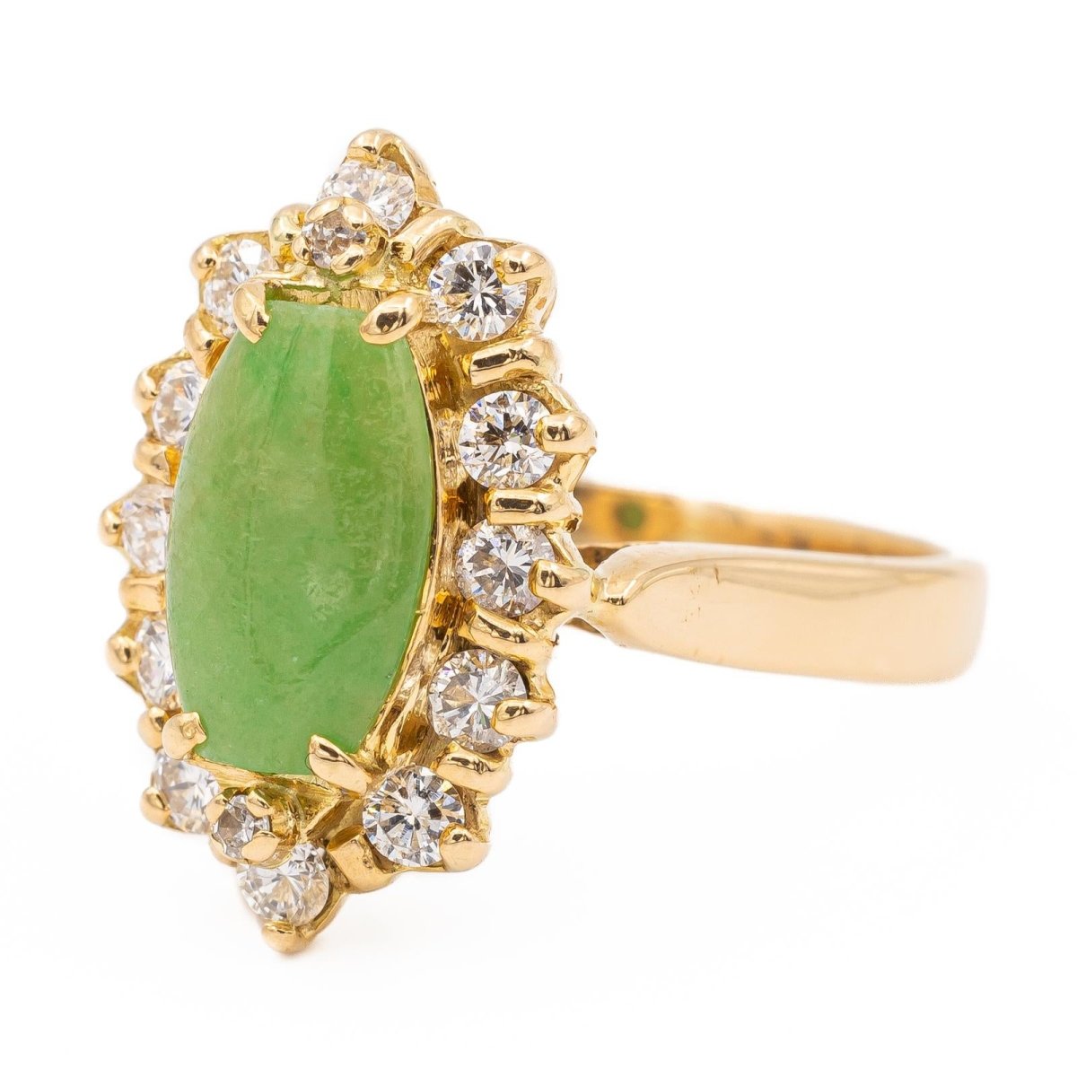 Bague Marquise Or jaune Jade Jadéite - Castafiore