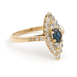 Bague Marquise Or jaune Saphir - Castafiore