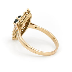 Bague Marquise Or jaune Saphir - Castafiore