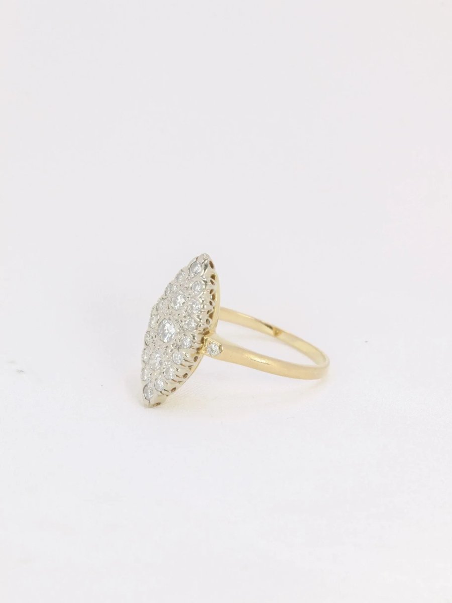Bague marquise vintage en or et diamants - Castafiore
