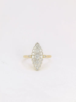 Bague marquise vintage en or et diamants - Castafiore
