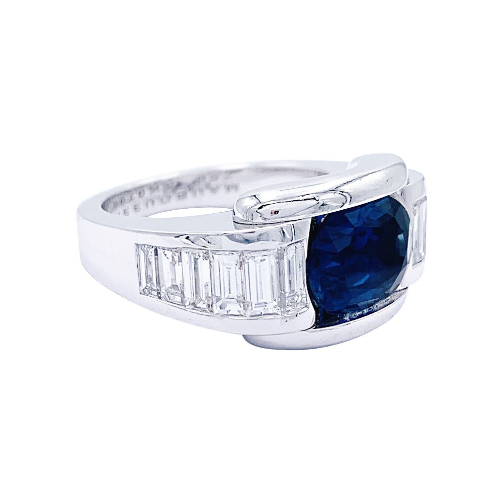 Bague Mauboussin, "Alessandra", or blanc, saphir, diamants - Castafiore