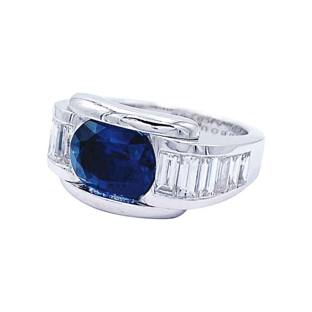 Bague Mauboussin, "Alessandra", or blanc, saphir, diamants - Castafiore
