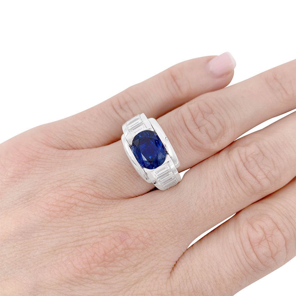 Bague Mauboussin, "Alessandra", or blanc, saphir, diamants - Castafiore