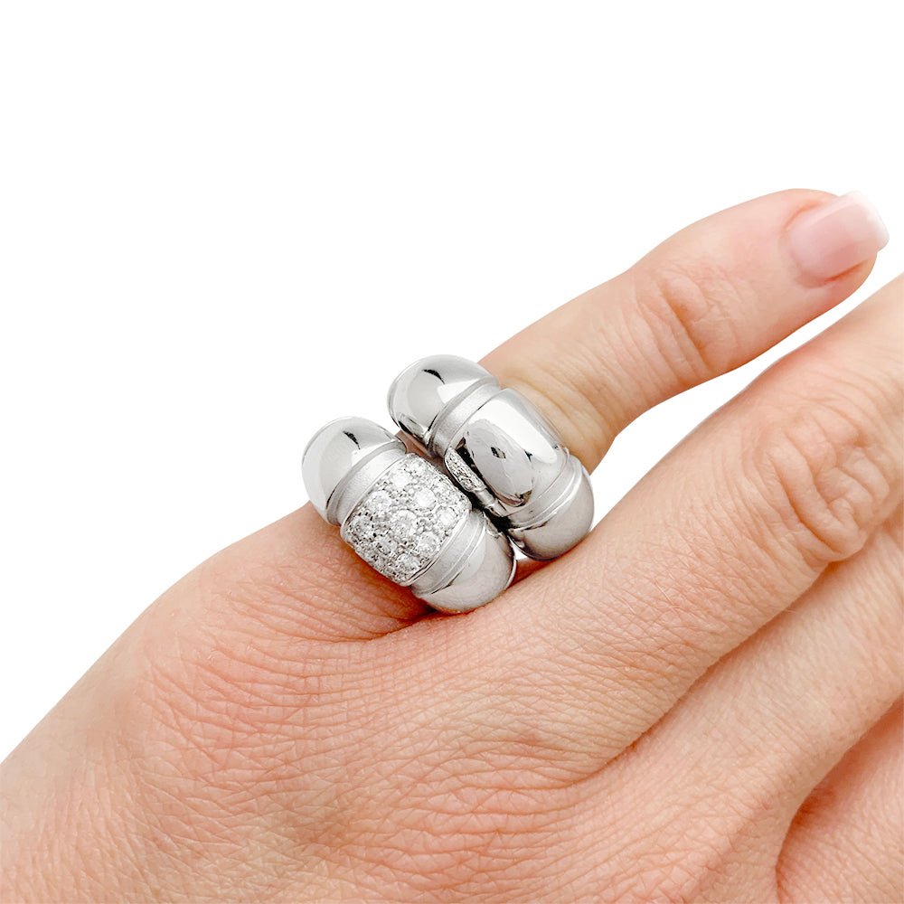 Bague MAUBOUSSIN, "Nadja", or blanc, diamants - Castafiore