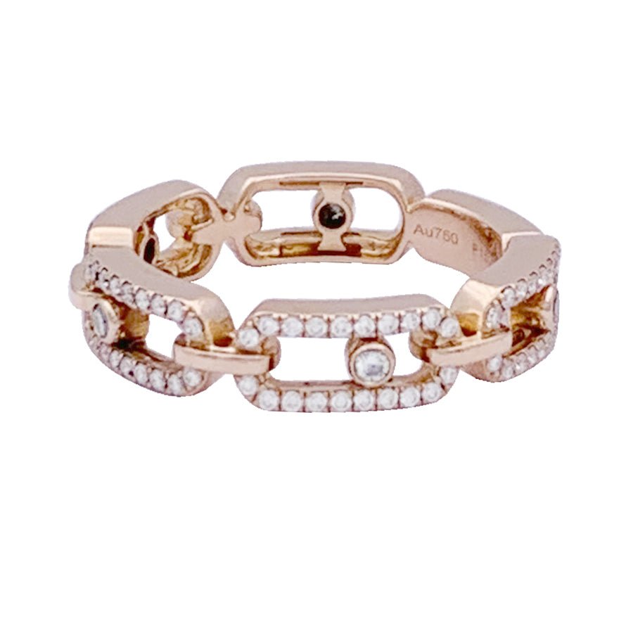 Bague Messika, "Move Link Multi Pavé", or rose, diamants. - Castafiore