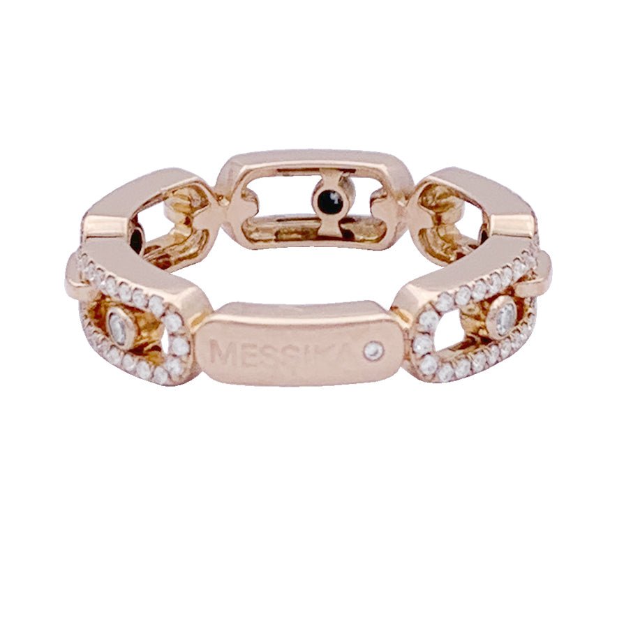 Bague Messika, "Move Link Multi Pavé", or rose, diamants. - Castafiore