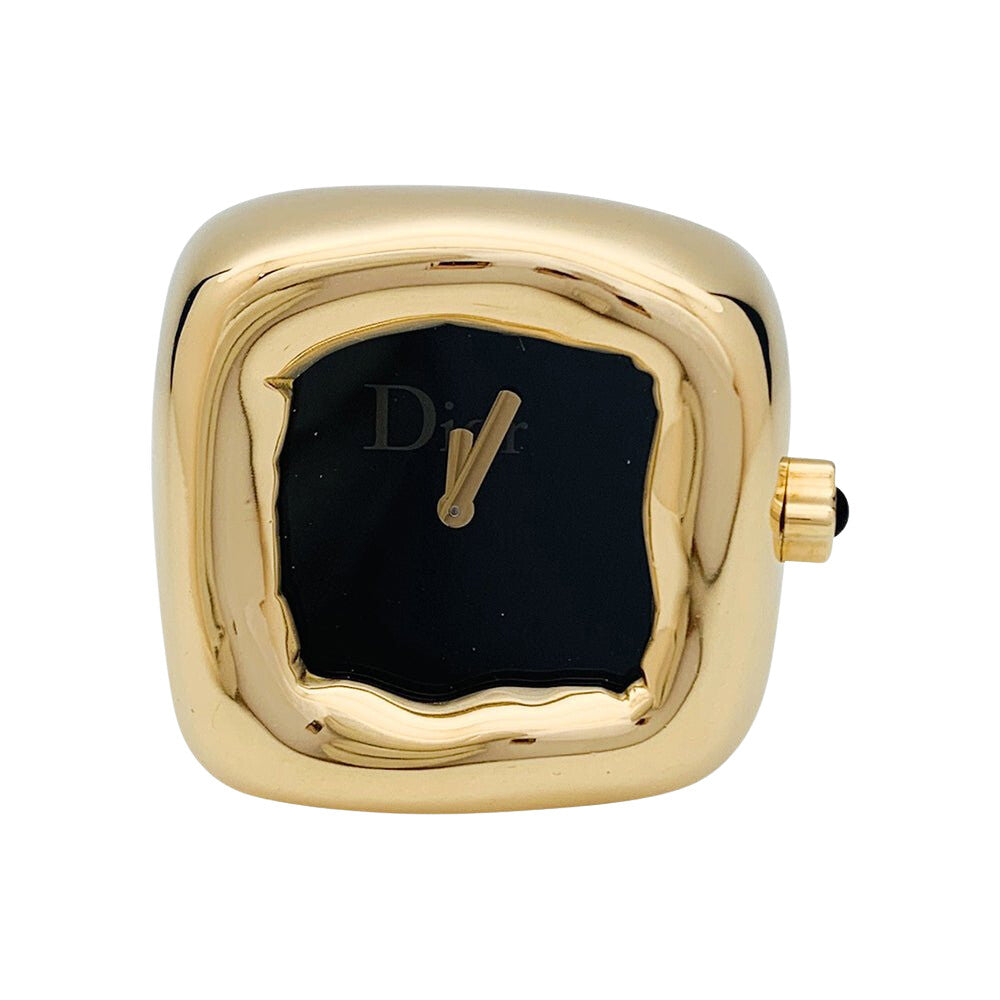 Bague montre Dior, modèle "Nougat", en or jaune et onyx - Castafiore