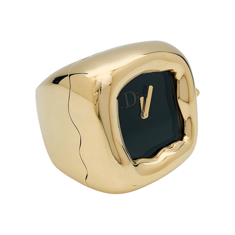 Bague montre Dior, modèle "Nougat", en or jaune et onyx - Castafiore