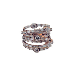 Bague multi-rangs de diamants en or rose - Castafiore