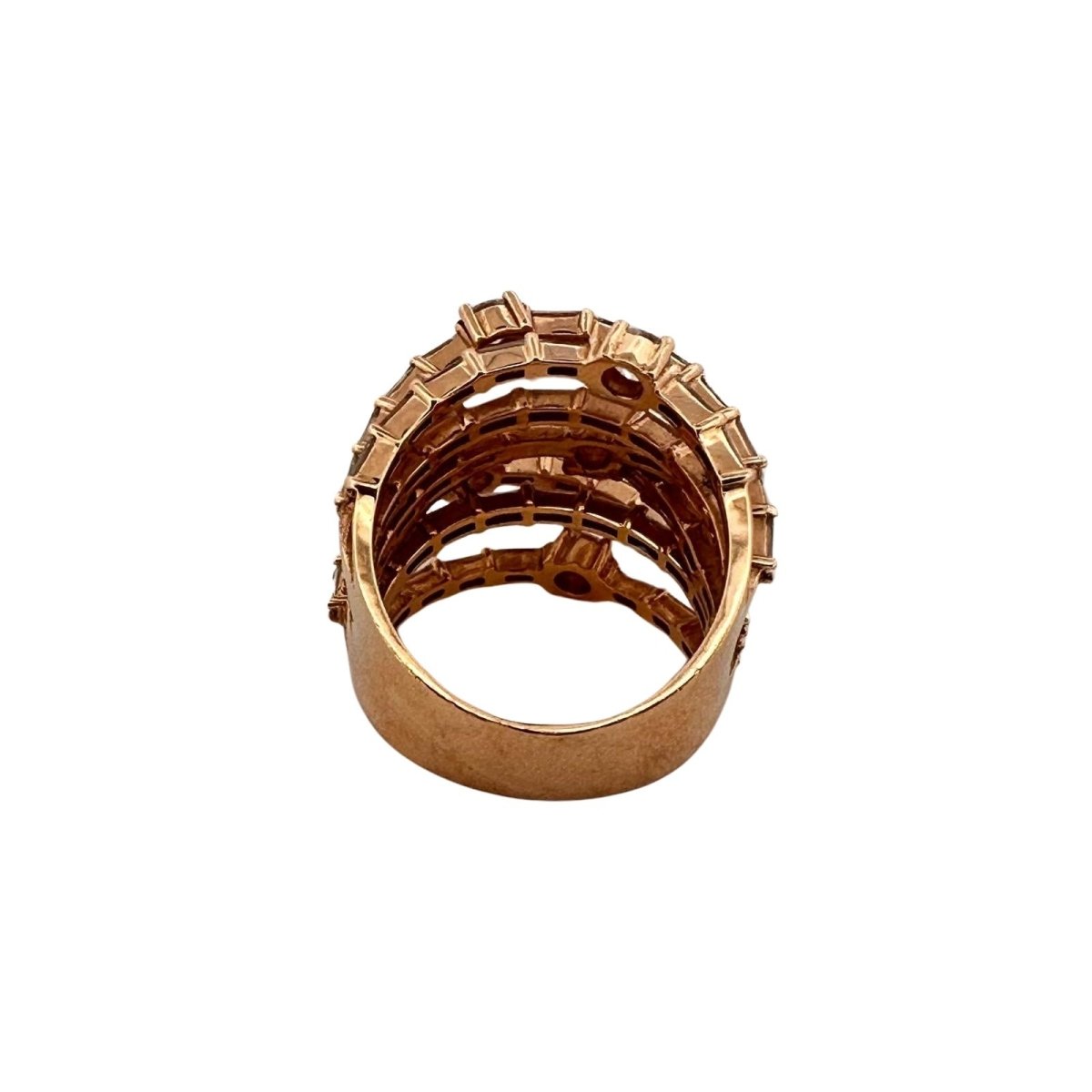 Bague multi-rangs de diamants en or rose - Castafiore