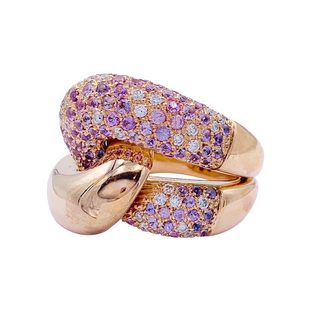 Bague "Noeud" or rose, diamants, saphirs roses - Castafiore