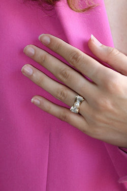 Bague Noeud Perle Et Roses - Castafiore