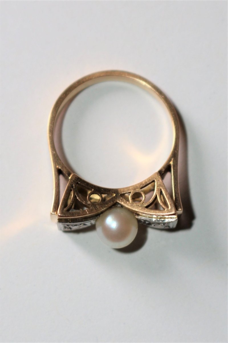 Bague Noeud Perle Et Roses - Castafiore