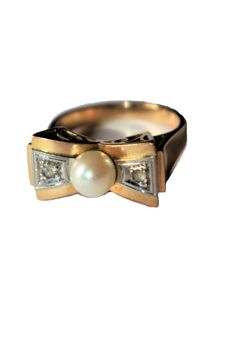 Bague Noeud Perle Et Roses - Castafiore