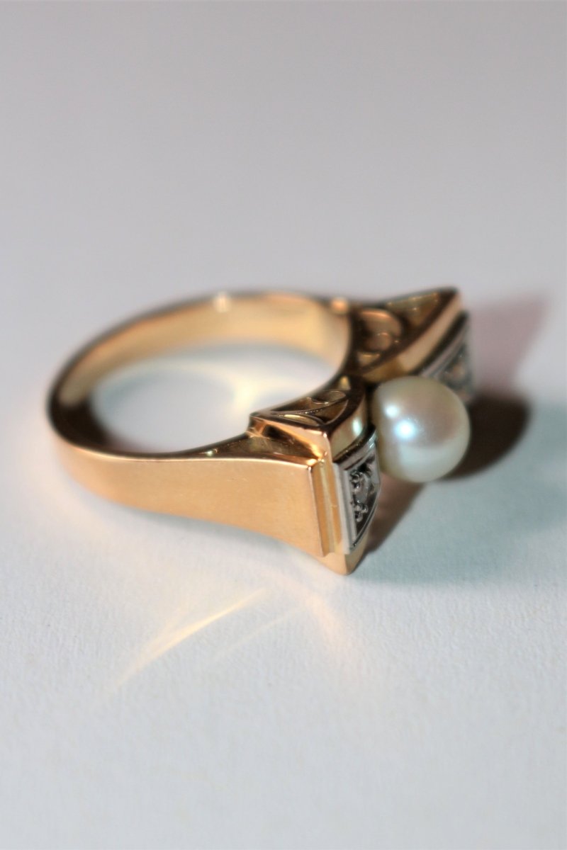 Bague Noeud Perle Et Roses - Castafiore