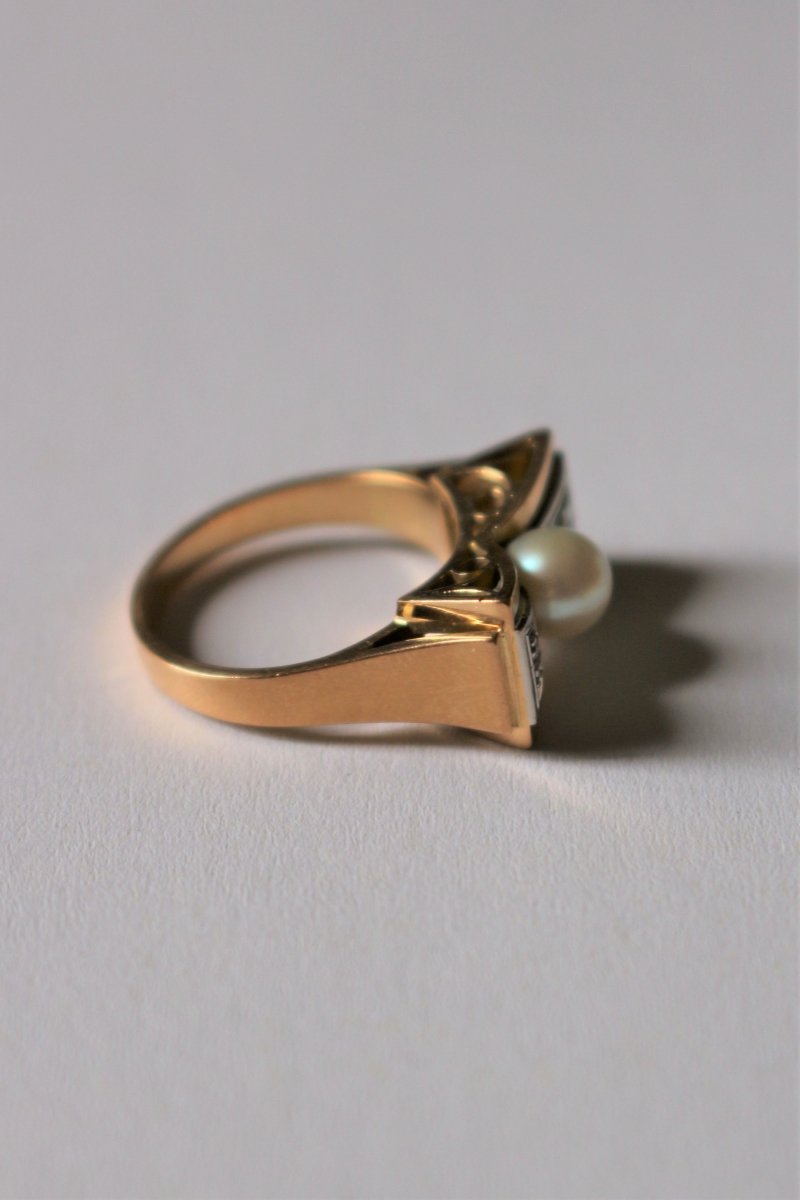 Bague Noeud Perle Et Roses - Castafiore