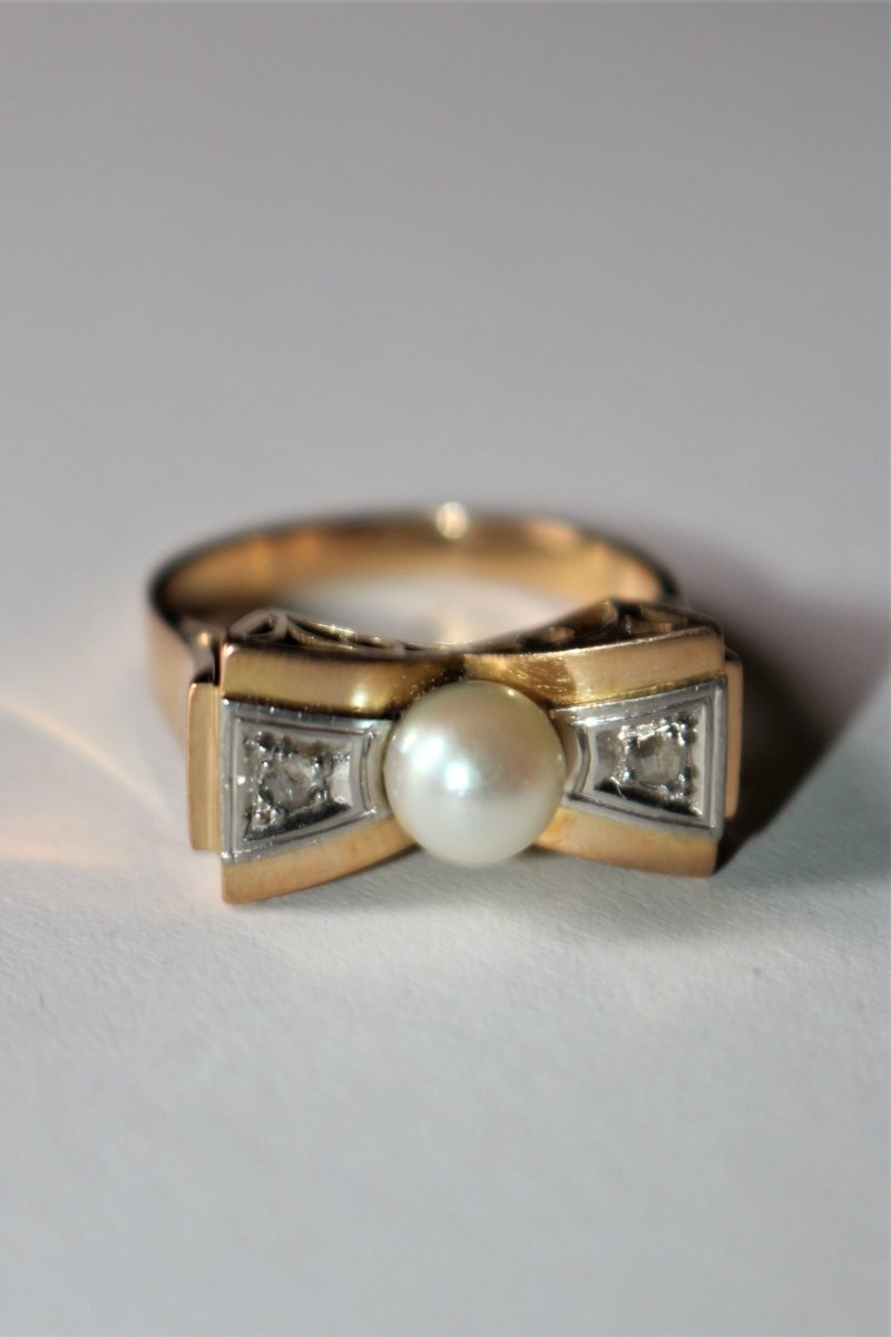 Bague Noeud Perle Et Roses - Castafiore