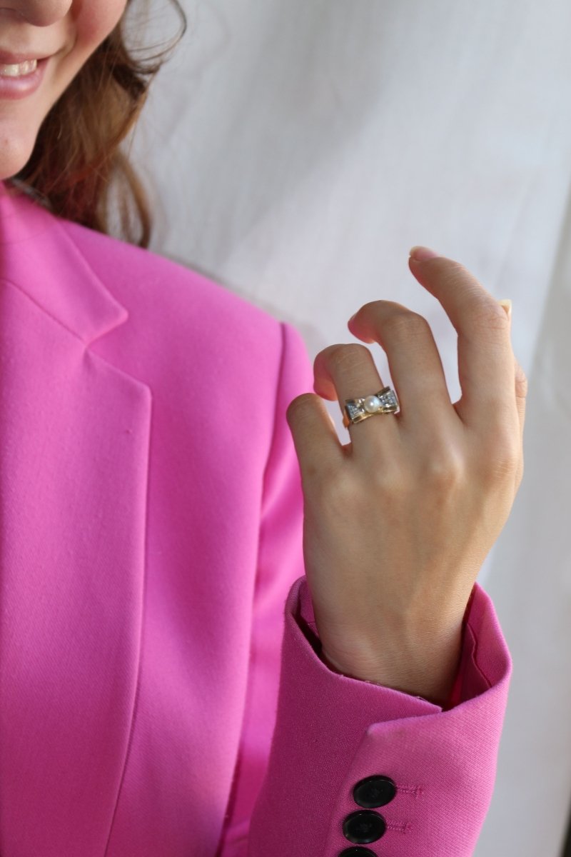 Bague Noeud Perle Et Roses - Castafiore