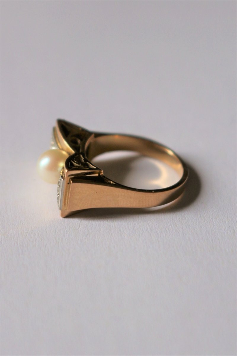 Bague Noeud Perle Et Roses - Castafiore