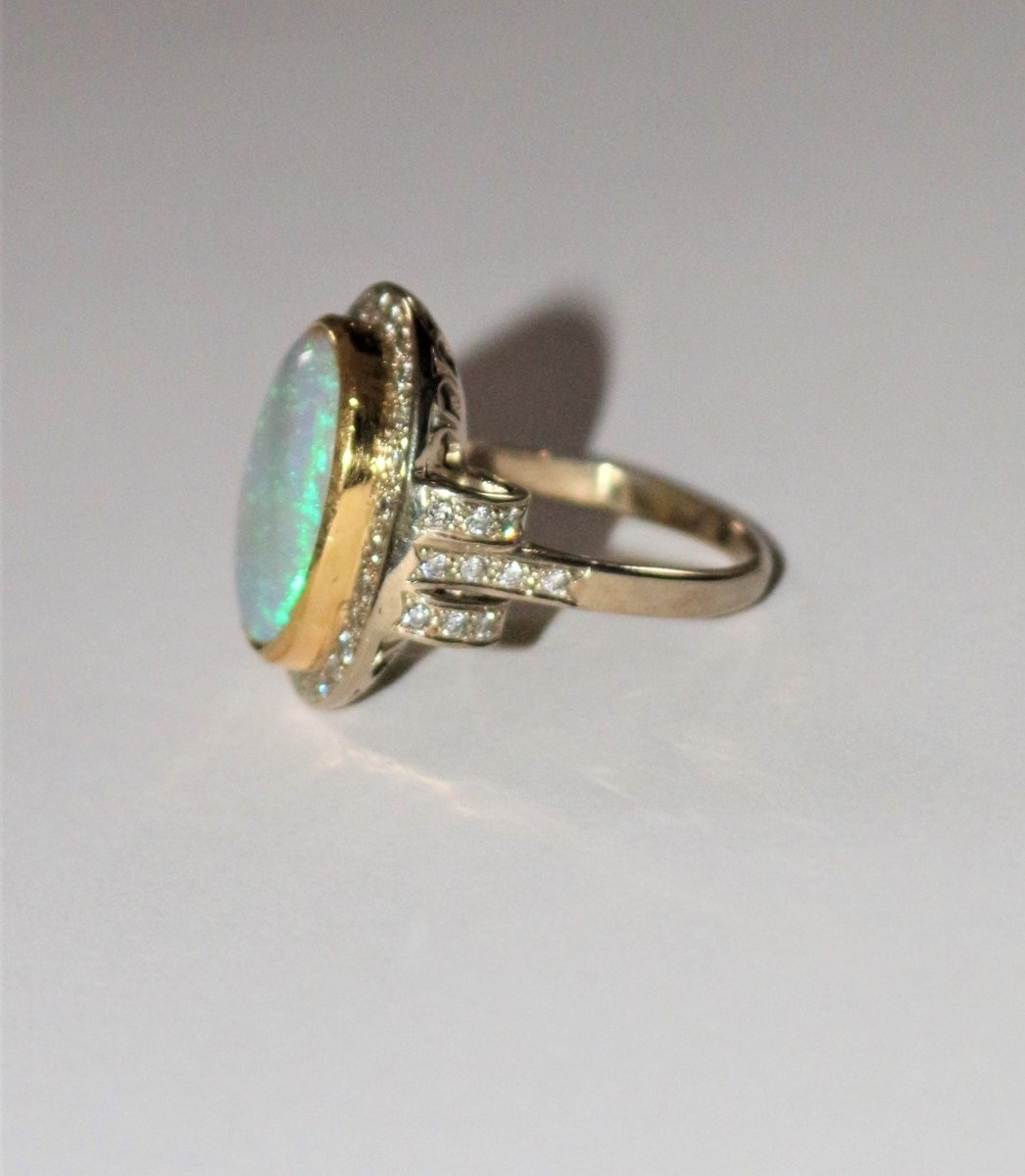 Bague Opale Art Déco 2 Ors - Castafiore
