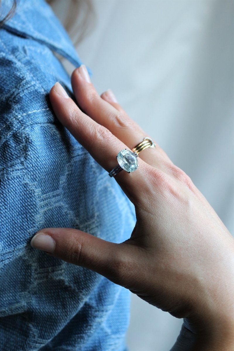 Bague Or Blanc Aigue-marine 4.66cts - Castafiore