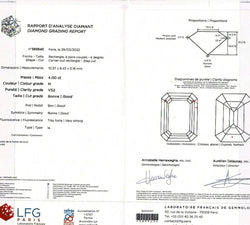 Bague or blanc, diamant taille émeraude 4 cts - Castafiore