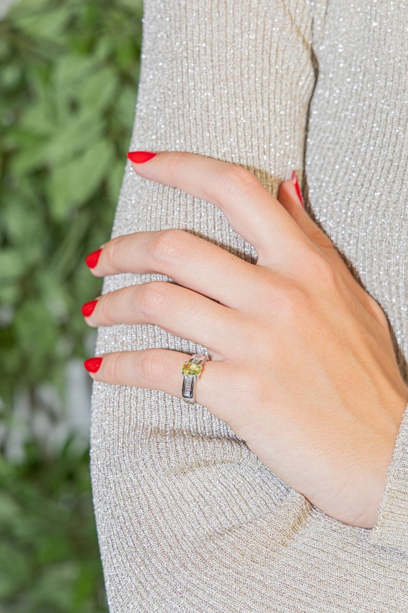 Bague Or blanc Péridot - Castafiore