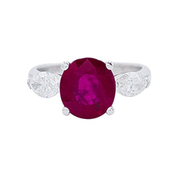 Bague or blanc, rubis et diamants - Castafiore