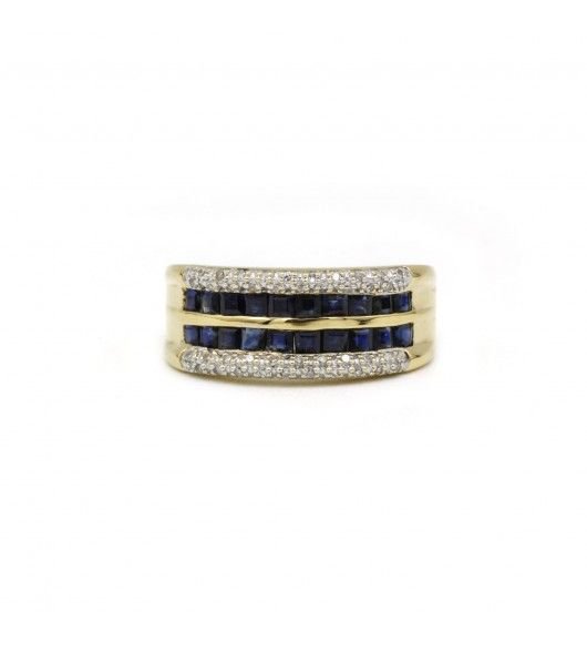 Bague - Or. Diamants et Saphirs - Castafiore