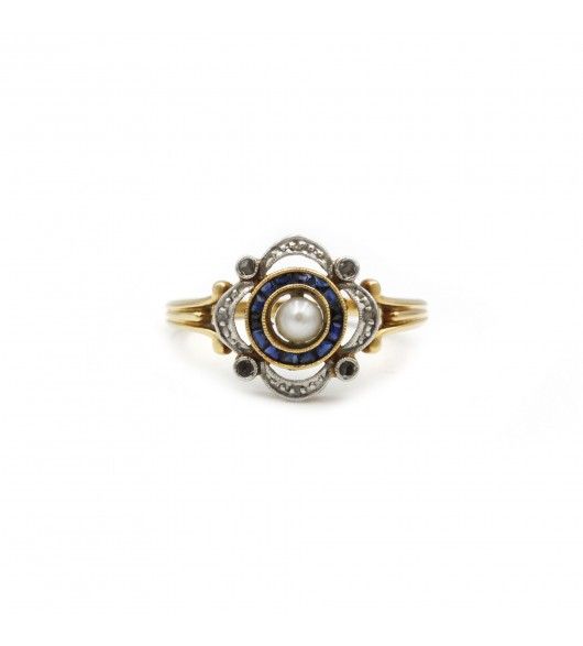 Bague - Or. diamants. perle & Saphirs - Castafiore