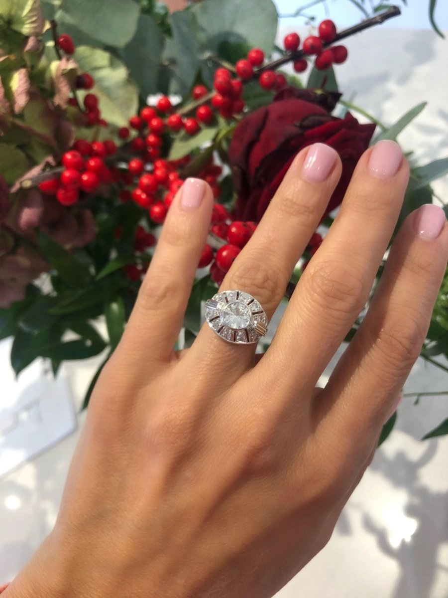 Bague or gris 18k ornée d'un diamant - Castafiore