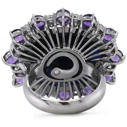 Bague or gris diamants améthystes et saphir - Castafiore