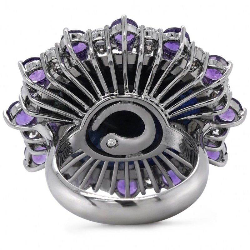 Bague or gris diamants améthystes et saphir - Castafiore