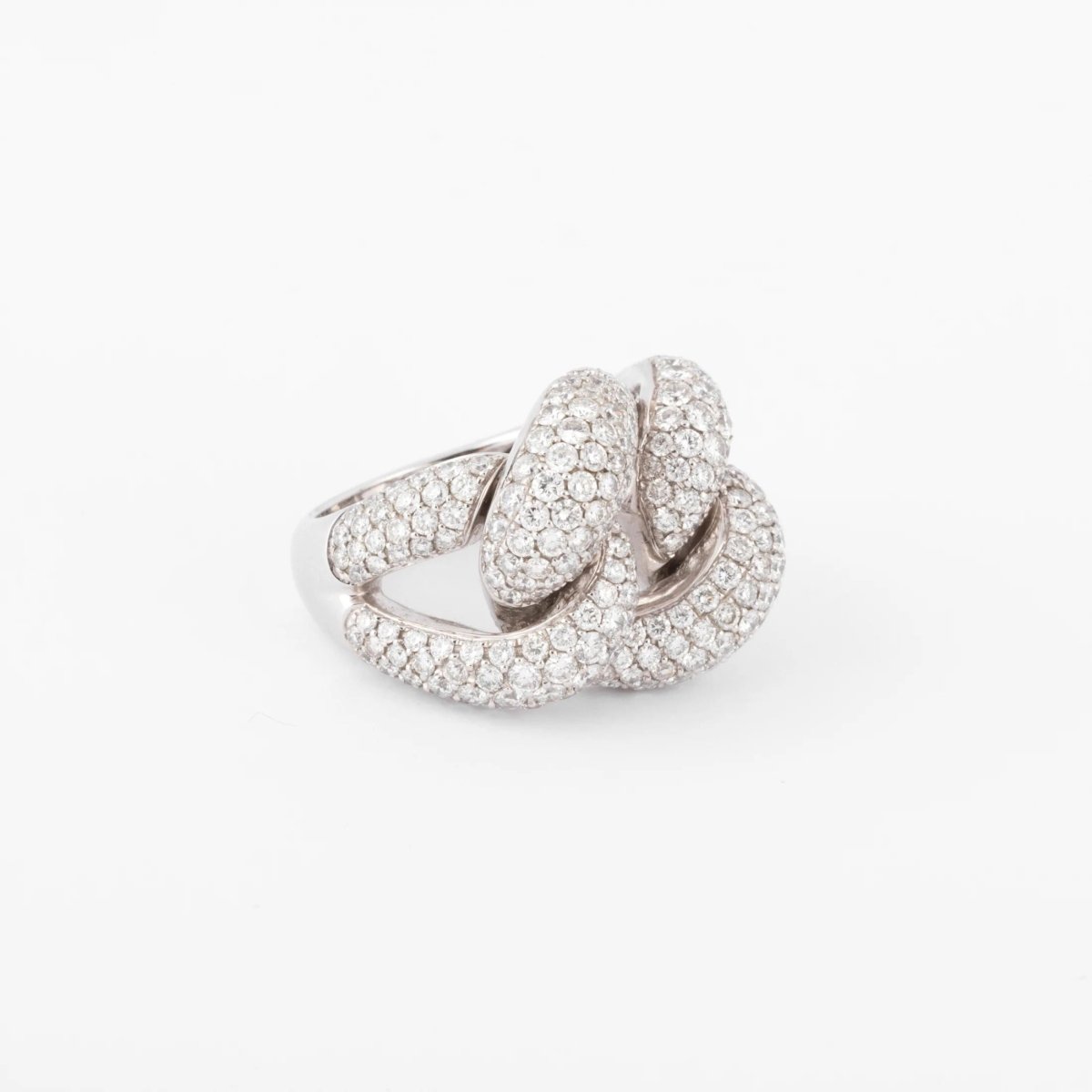 Bague or gris gourmette pavée de diamant - Castafiore