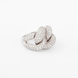 Bague or gris gourmette pavée de diamant - Castafiore