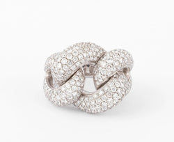 Bague or gris gourmette pavée de diamant - Castafiore