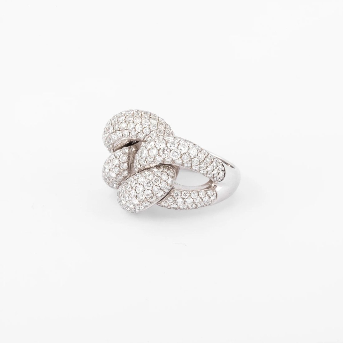 Bague or gris gourmette pavée de diamant - Castafiore
